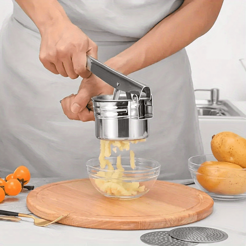 3 in 1 potato puree press potato press lemon juicer potato masher multi function juicer stainless steel potato masher kitchen vegetable masher with non slip handle manual fruit masher vegetable crusher kitchen supplies kitchen gadgets details 1