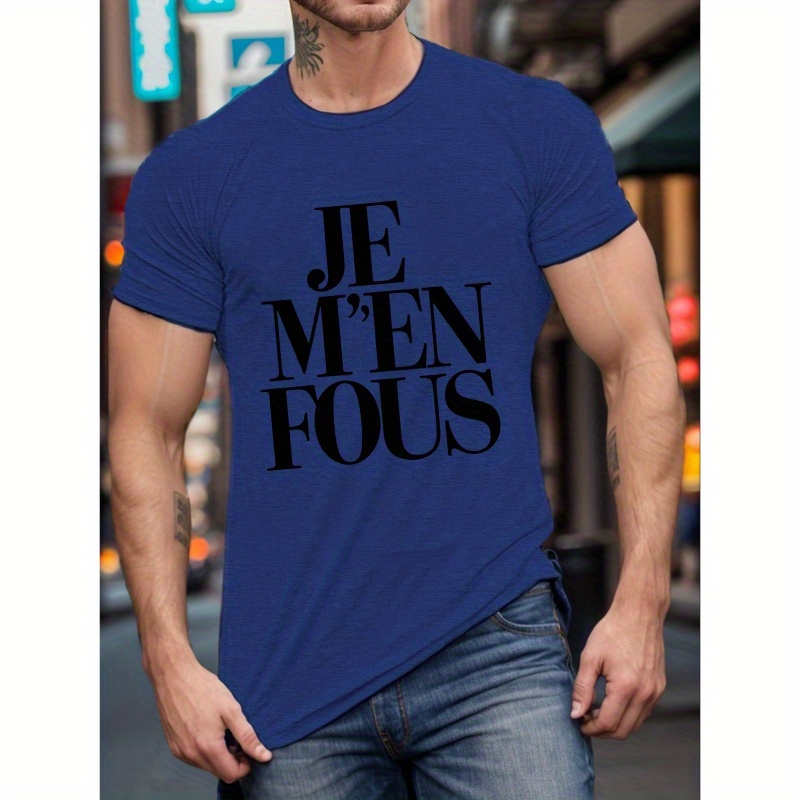 

T-shirt à manches courtes décontracté pour l'été, avec inscription typographique en gras "" en français.