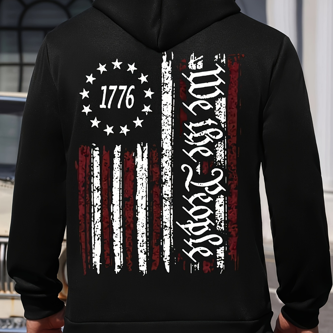 

American Flag Print Men's Warm Pullover Round Neck Hooded Sweatshirt Print Hoodie Casual Top For Autumn Winter Men's Clothing As Gifts