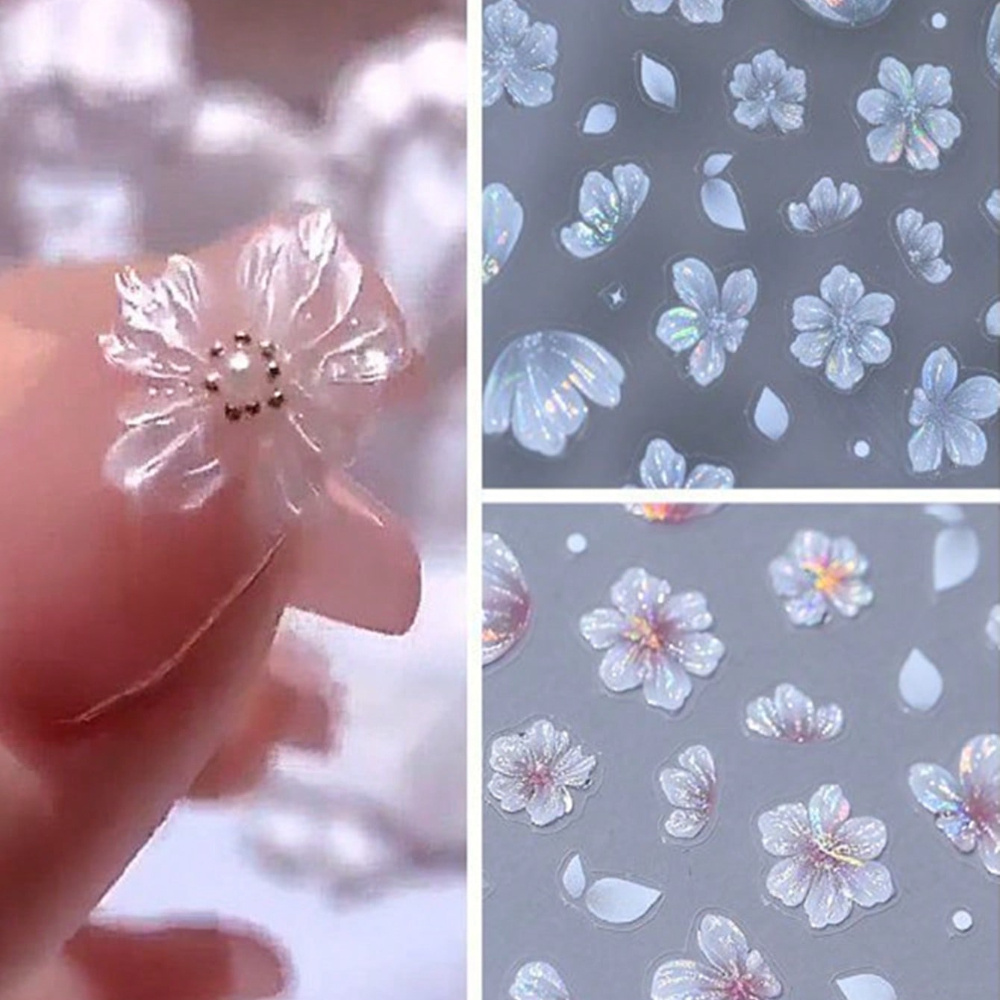 

1 Sheet Fashion Floral Embossed Nail Art Stickers, Charming Ice And Snow Floral Nail Decals For Women And Girls Nail Decoration Diy