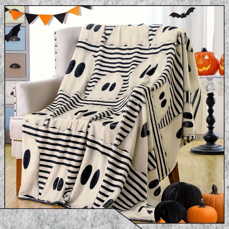 

Throw Blanket Cute Country Flannel Blanket Farmhouse Spooky Blanket Soft Striped Blanket Retro Decoration Sofa Bed Holiday Party Gift