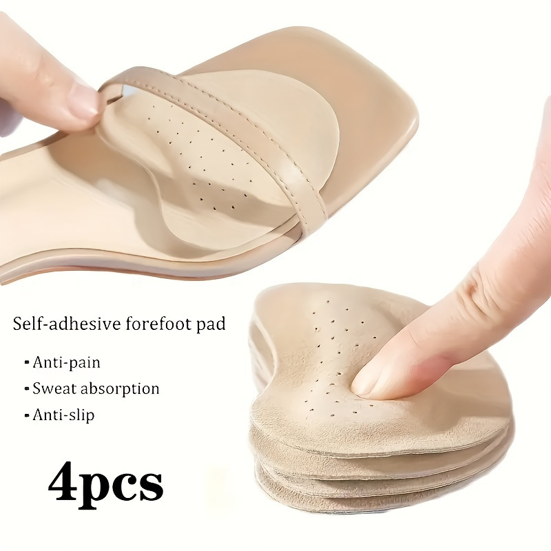 Image of 4pcs Anti-slip Sandal Stickers & Forefoot Calfskin Leather Pads For High Heel , Cowhide, Sandals
