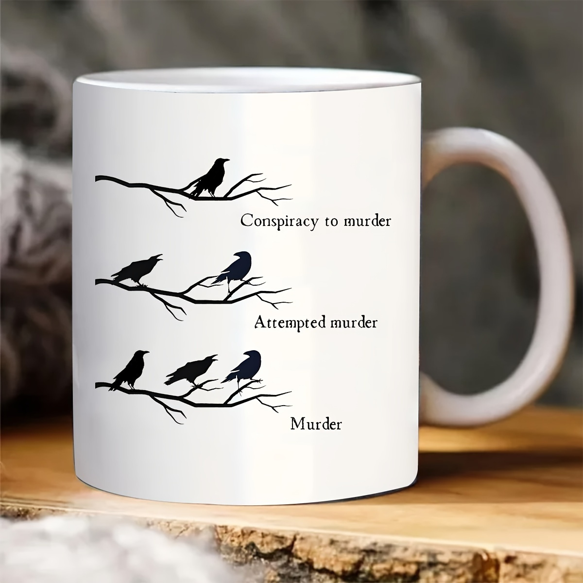 

Quirky Crow 11oz Ceramic Mug - Perfect For Coffee & Tea Lovers, Humorous Double-sided Design, Ideal Gift For Crow Enthusiasts