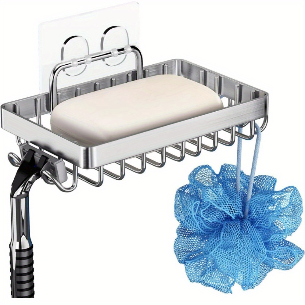 1pc 304 Grade Stainless Steel Self Adhesive Soap Holder For Bathroom (black/silvery)