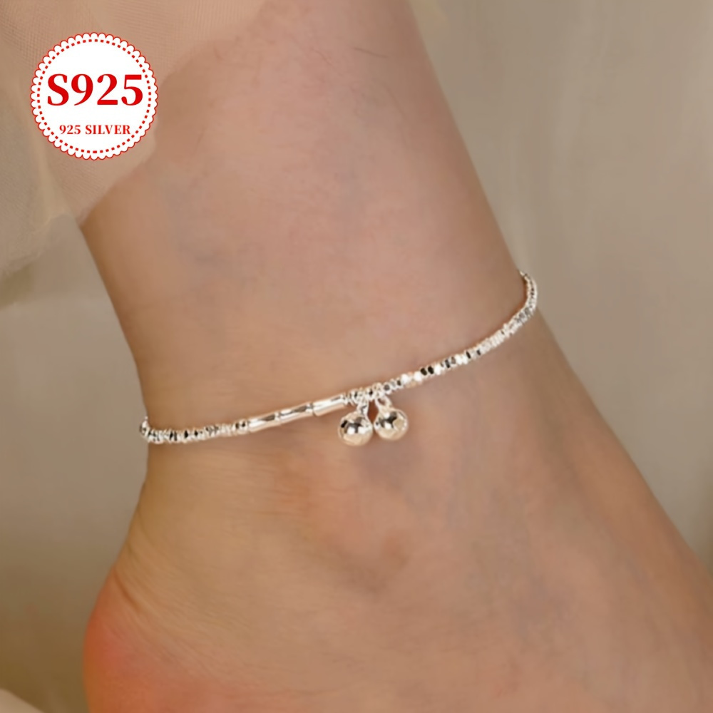 

New 925 Sterling Silver Ankle Chain - Exquisite Bamboo Bell Pendant - Simple And Elegant Style - Suitable For Various Occasions, Give Gifts, Hope You .