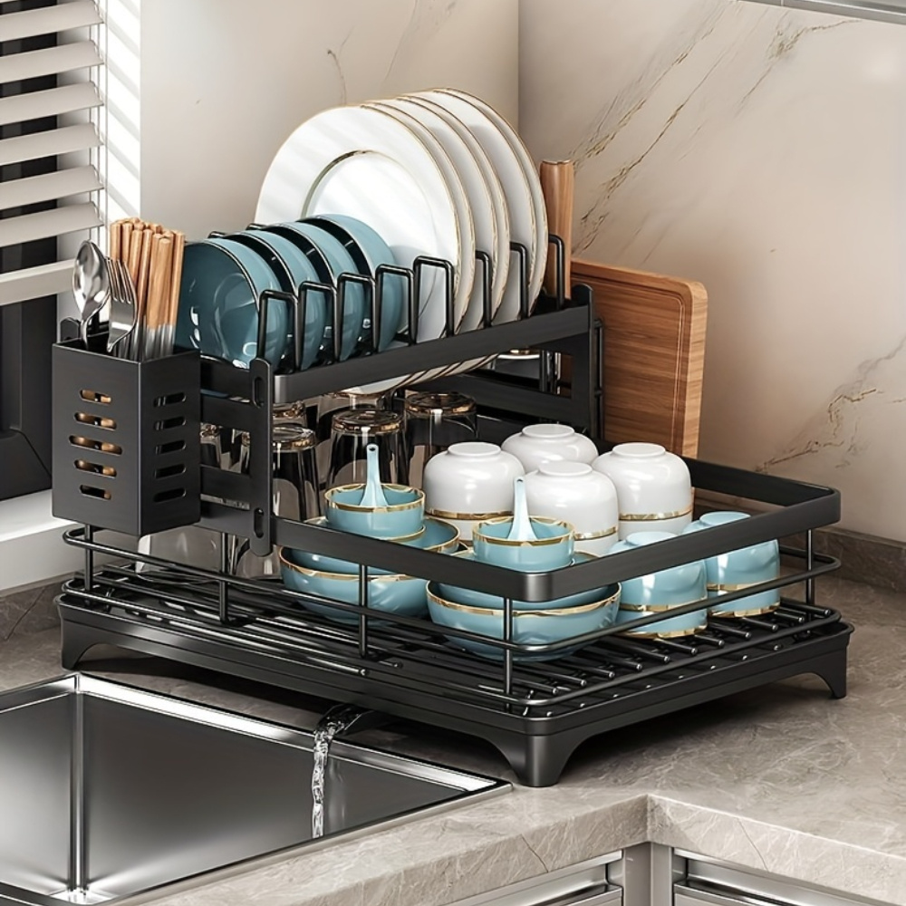 

Dish Rack & Drain - , For - For Plates, Knives, Forks, , & - Metal Steel Organizer