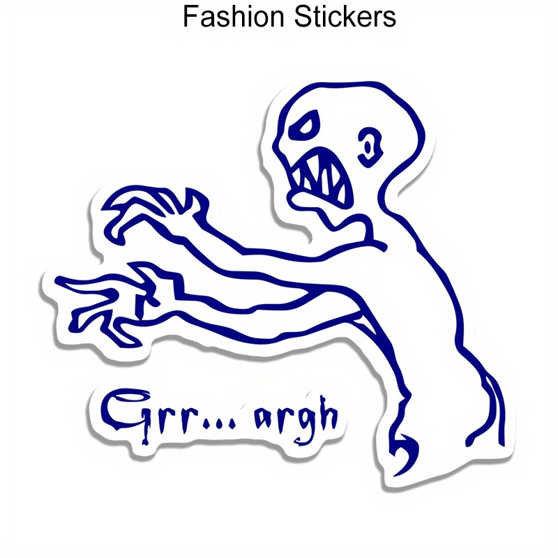 

Vinyl "grr " Monster Decal Sticker, Durable Adhesive Graphic For Laptops, Water Bottles, Fan Accessories - Zombie Silhouette From Popular Culture Series, 1-pack