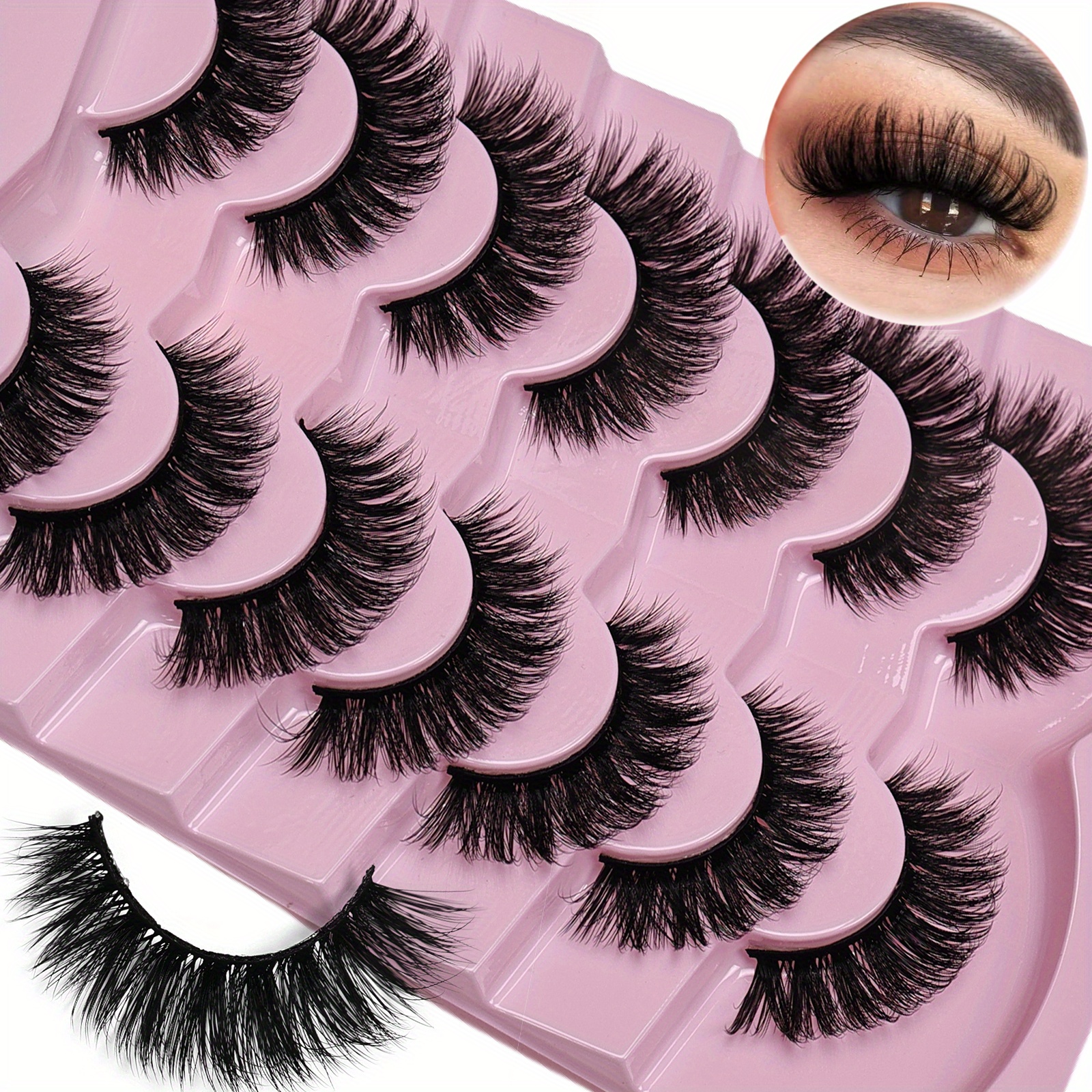 

Fluffy Cat Eye False Eyelashes - D , Thick Volume 6d Wispy Lashes, Fragrance-free, Multi-pair Pack For A Look