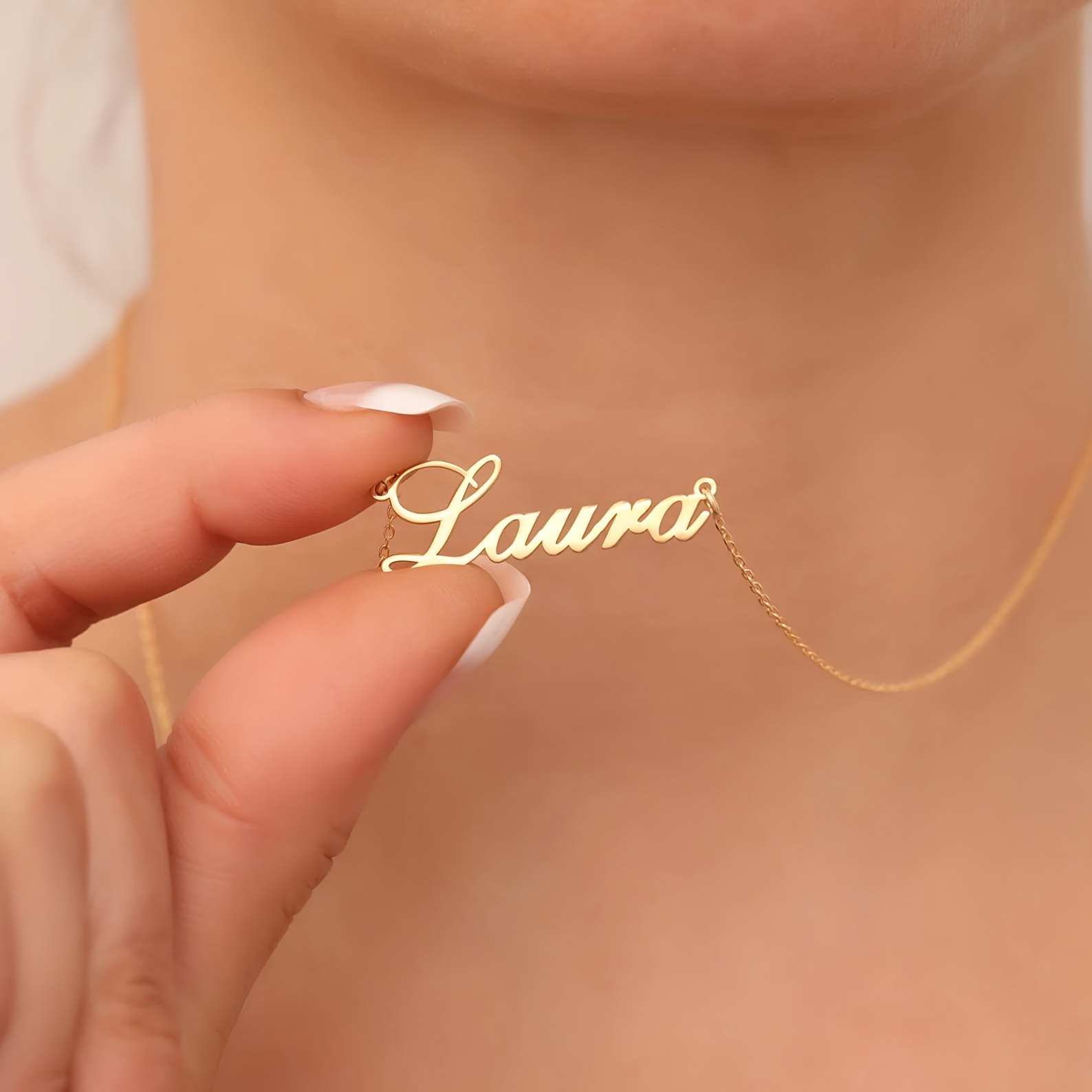 

Custom Name Pendant Necklace - Elegant Stainless Steel, Personalized Fashion Accessory For Women, Casual Attire & Parties