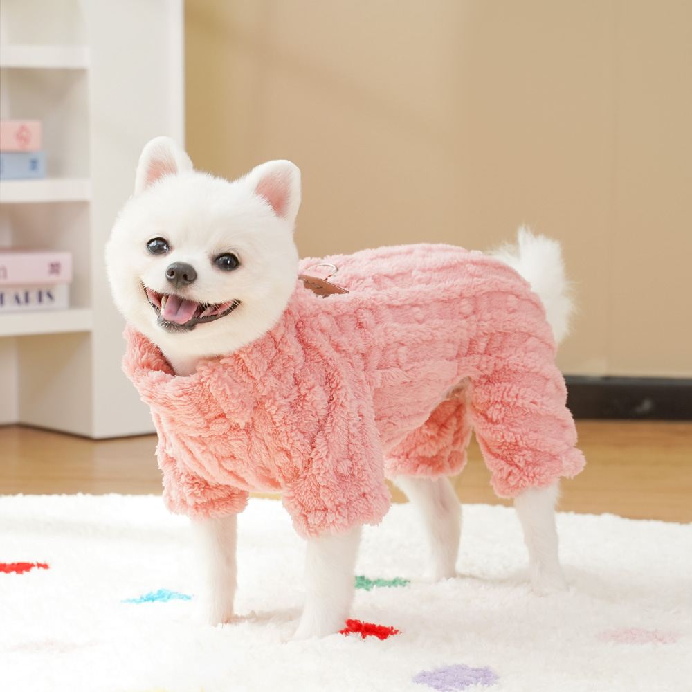 TEMU Winter Pet Jumpsuits Clothing Warm Fleece Designer Dog Clothes Hoodie
