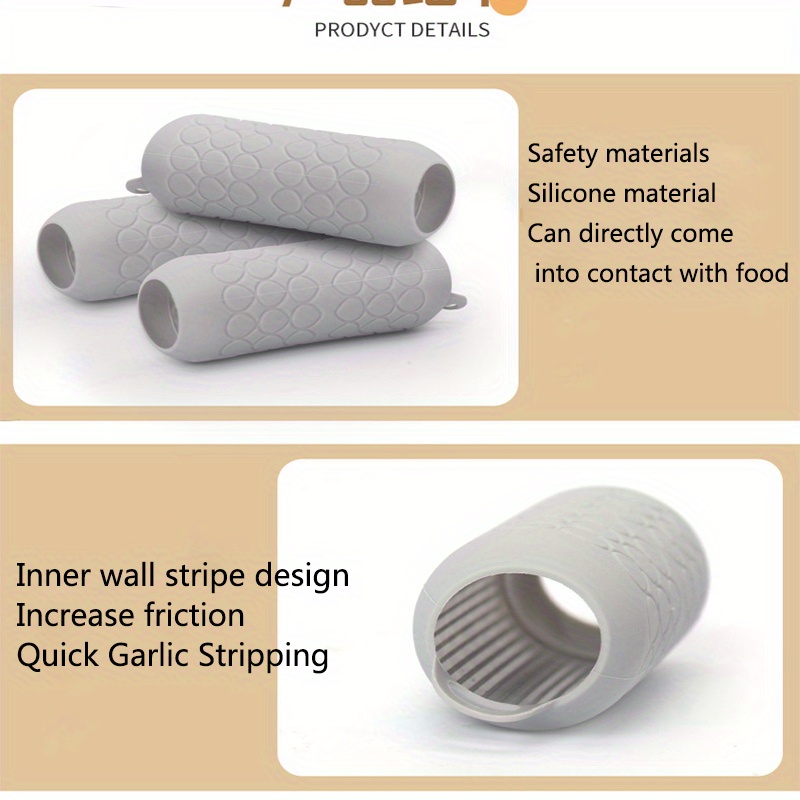 Silicone Garlic Roller Peeler – Manual Handheld Kitchen Tool for Effortless Garlic Light Beige Removal, White Textured Surface, Food-Safe & No Electricity Needed, Manual Garlic Peeler | Efficient Peeler | Silicone Construction