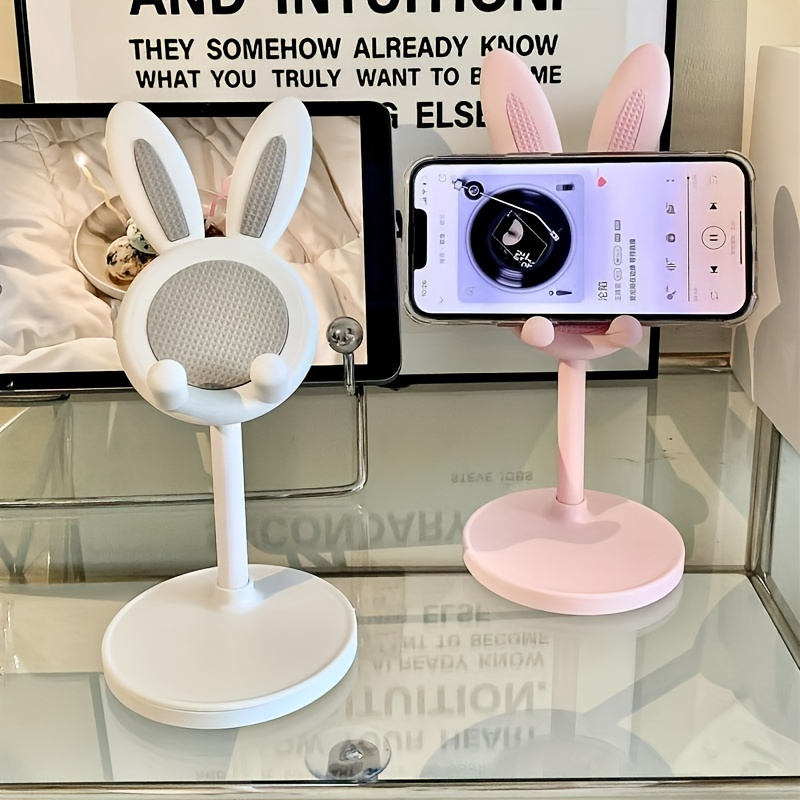 

Adjustable Cartoon Rabbit Phone & Tablet Stand, Abs Material, Telescopic Desktop Holder With Flexible Height And Viewing Angle For Use