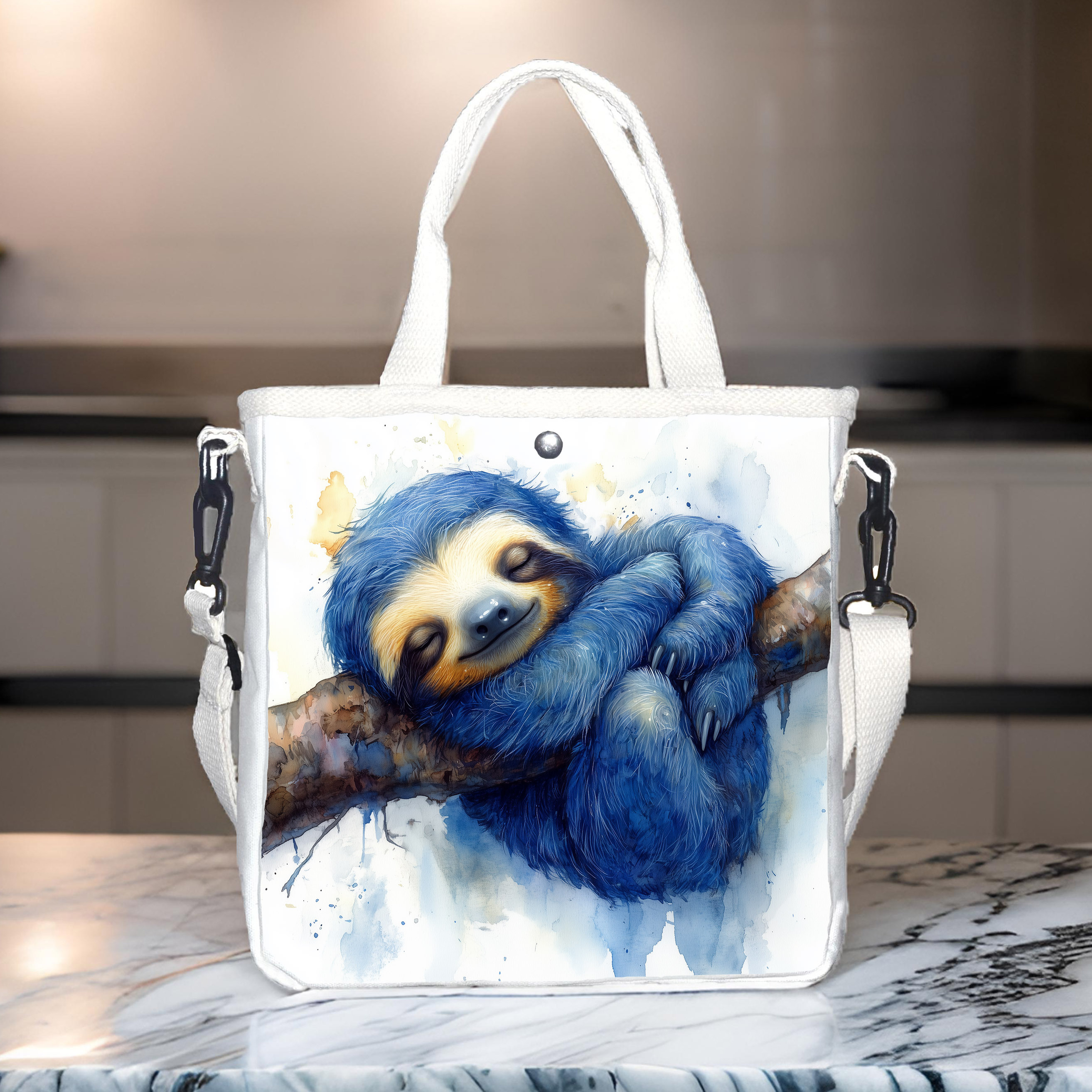 

[] Sloth Print Canvas Tote Bag - Lightweight & Portable With Adjustable Strap, Daily | Shoulder & Crossbody Bag, Material, Daily Bag| Accessory|adjustable Strap Bag, Small Tote Bag