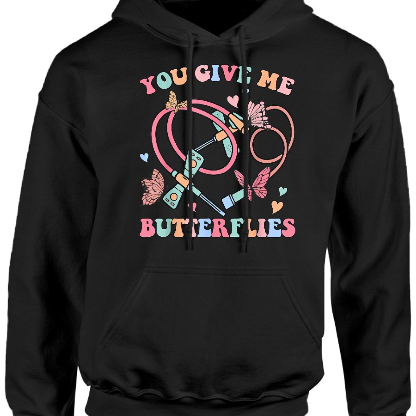 

You Give Me Butterflies Funny Phlebotomist Pbt Tech Nurse Cozy Pullover Hoodie, Casual Long Sleeve Crew Neck Hoodie