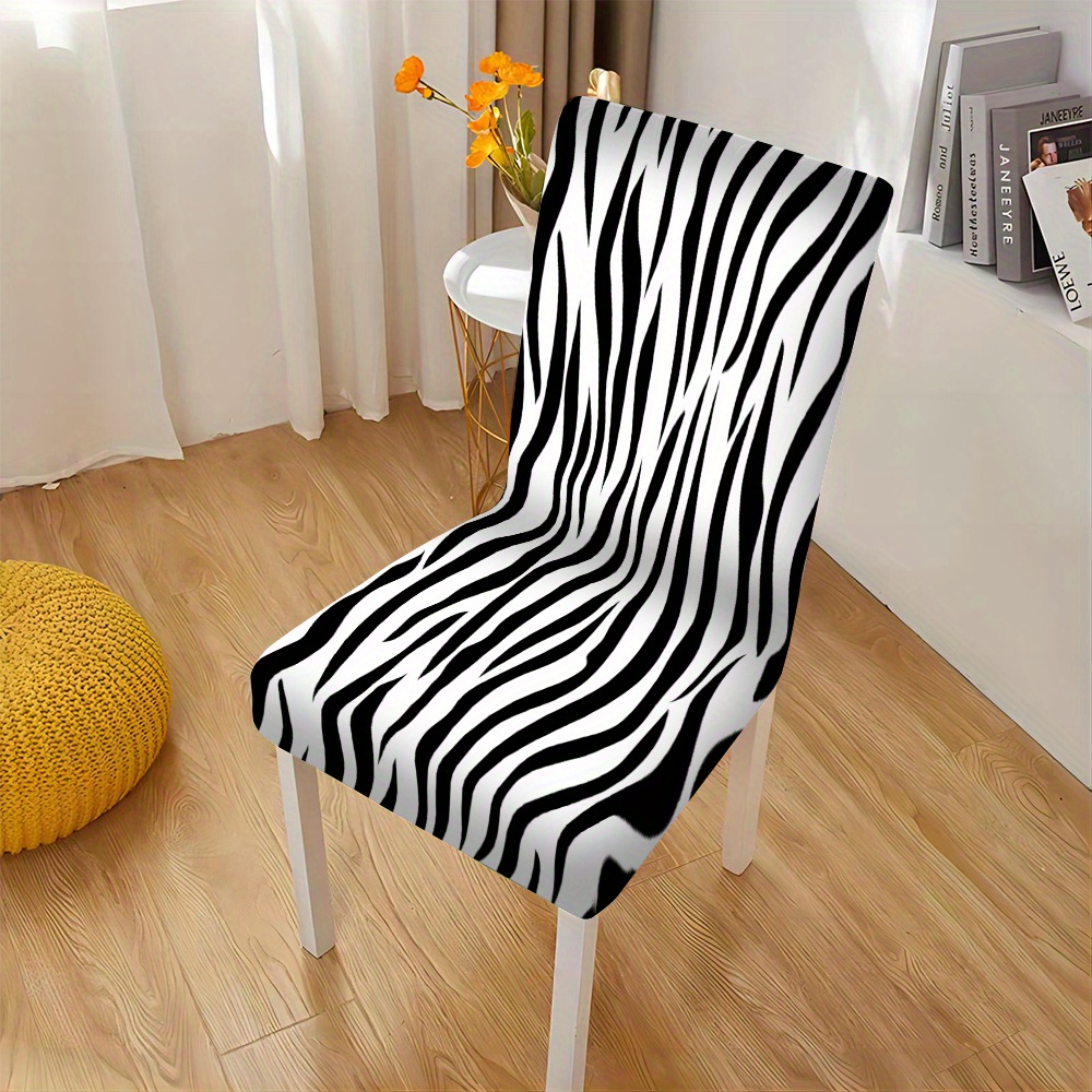 

Zebra Print Stretch Chair Covers - 2pcs/4pcs/6pcs Set, Universal Fit For Dining & Living Room Chairs, Easy Care, Machine Washable, Polyester Fabric