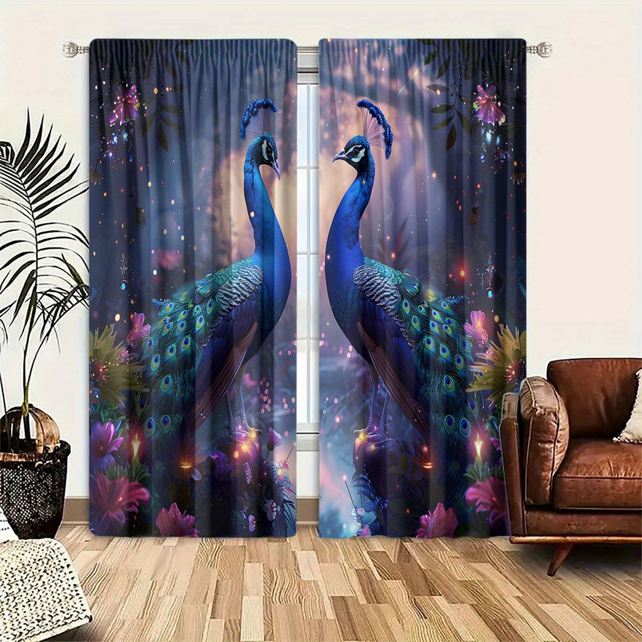 

2- Rod - Curtains - 100% Polyester Drapes Sanded - For , , - Unlined Decorative Panels