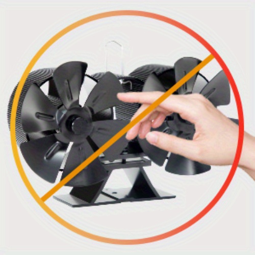 1pc   portable aluminum dual head 6 blade fireplace fan for wood burning fireplaces no electricity needed exhaust fan with multiple components details 1