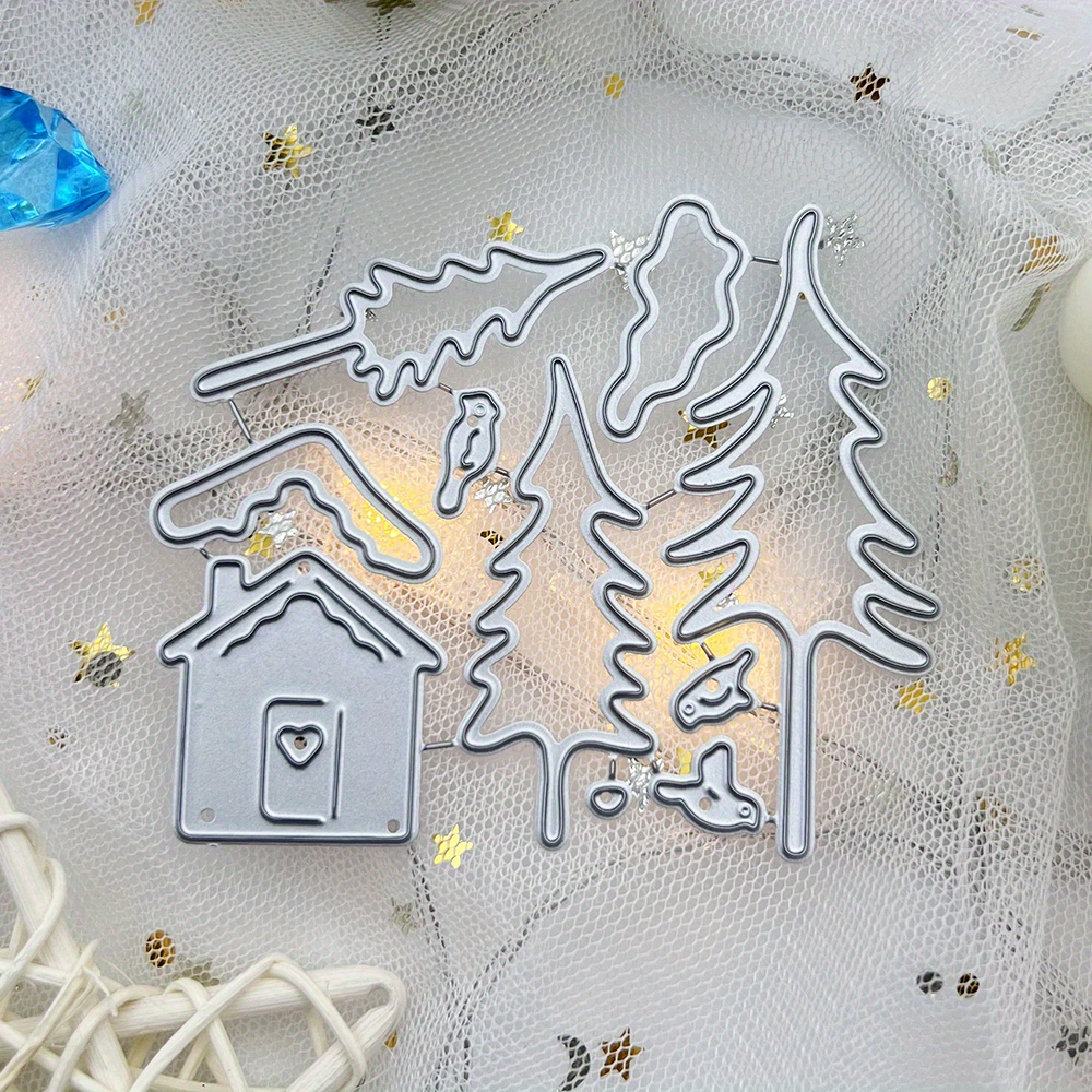 

1pc, Christmas New Year Tree House Metal Cutting Dies Stencil Scrapbooking Album Paper Card Template Carbon Steel, Christmas, New Year, Best For Christmas, Thanksgiving