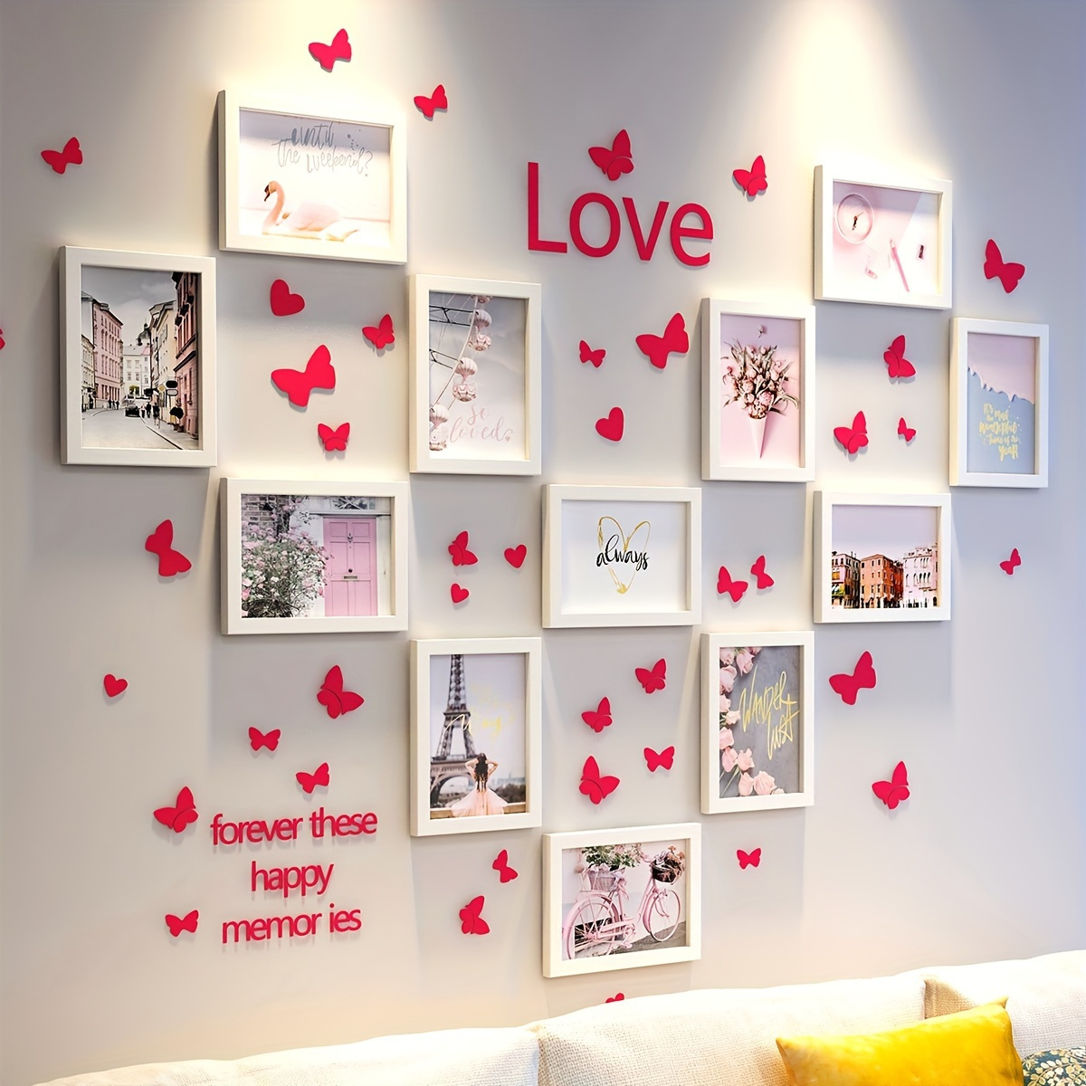 1pc Creative Photo Frame, Living Room Wall Hanging Room Wall Background Decor, Without Perforating, Send Landscape Photos