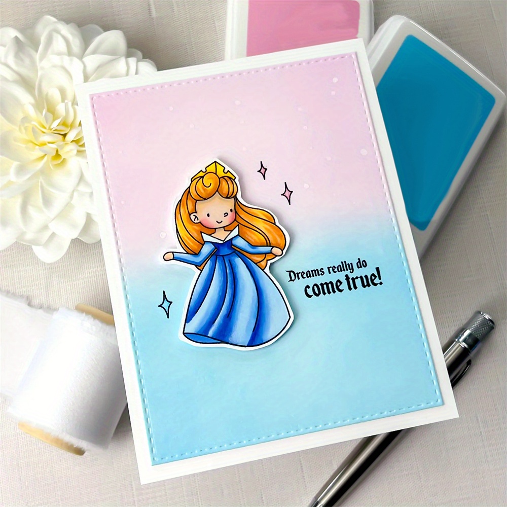 fairy tale princess stamp and die set for diy scrapbooking card making crafts transparent stamp with metal cutting mold