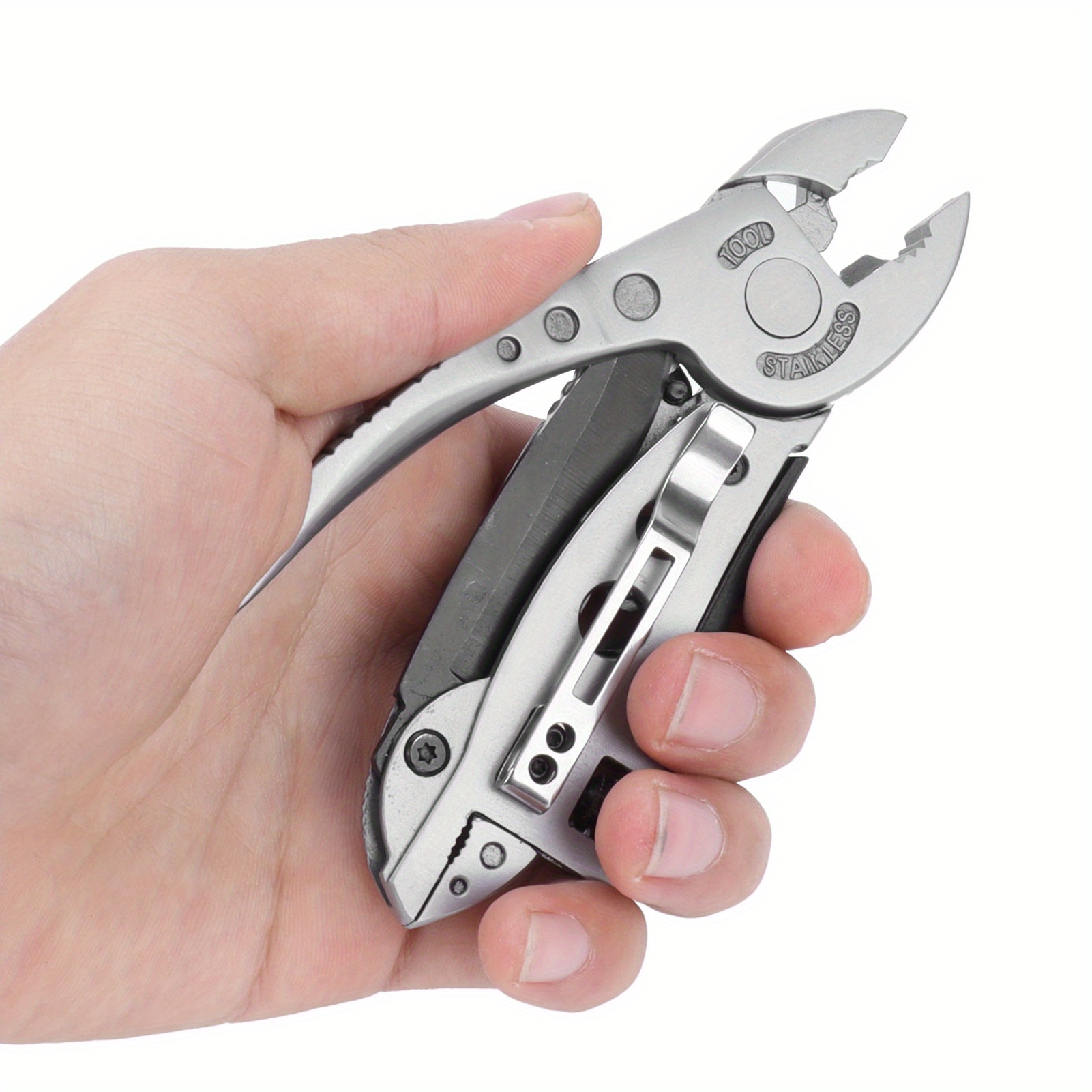 TEMU Multitool Wrench Adjustable Wrench Multitool Handy Pocket Wrench Screwdriver Bits Pliers Survival Assembly For Outdoor Survival Camping Hunting And Hiking
