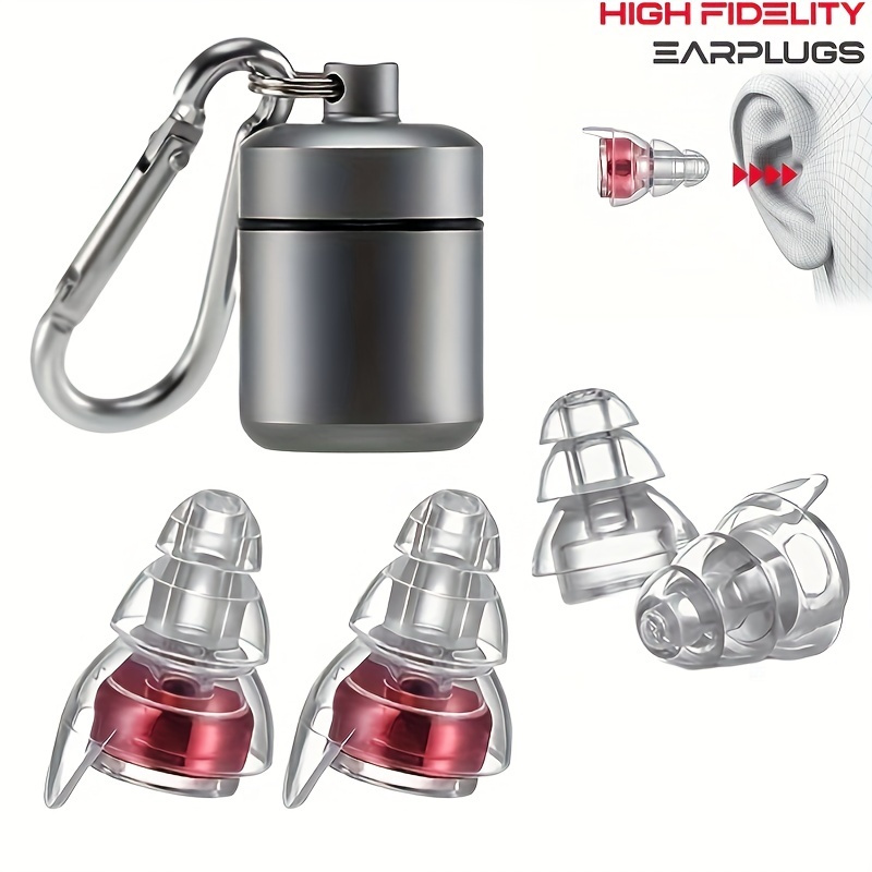 

Premium Hifi Noise-cancelling Earplugs With Metal Keychain Carry Case - 2 Interchangeable Tips For - Ideal For Home, Outdoors, And Industrial Use - Your Solution.