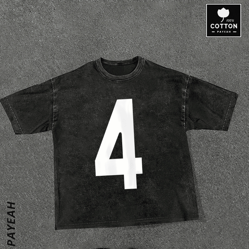 

New Vintage Jersey Block Number #4 Athletic Men's Water Wash T Shirt