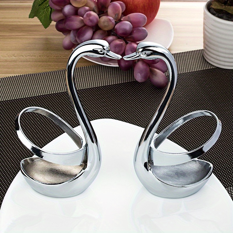 

Elegant Swan-shaped Stainless Steel Cutlery Holder With & Spoons Set - Rust-resistant, Kitchen And Restaurant Use