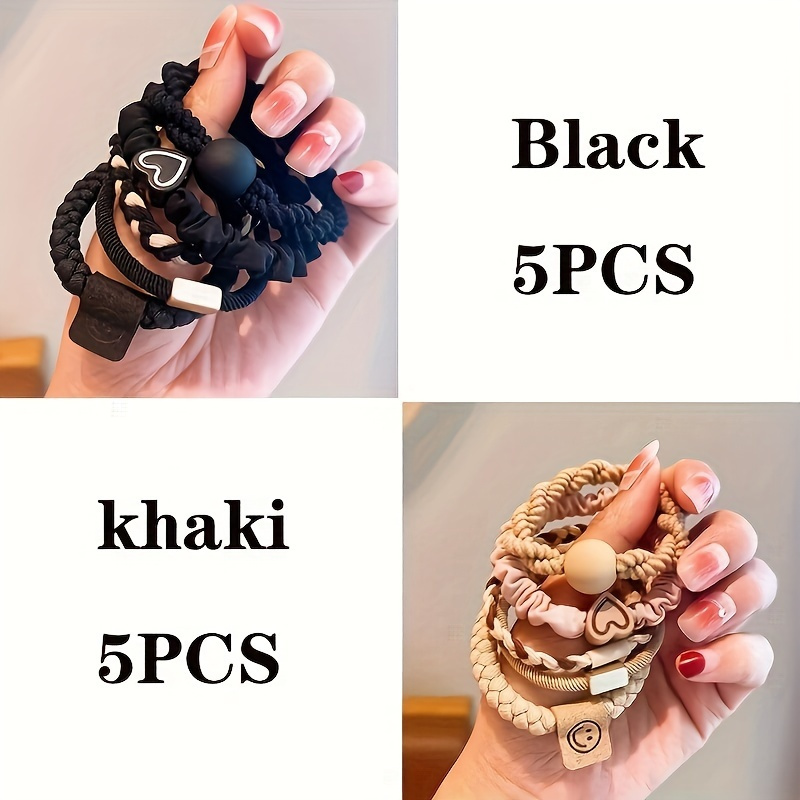 10pcs Heart Pendant Hair Bands, Girls Cute Bowknot Elastic Rubber Hair Accessories, Women's Hair Jewelry, Ideal Gift, Polyester