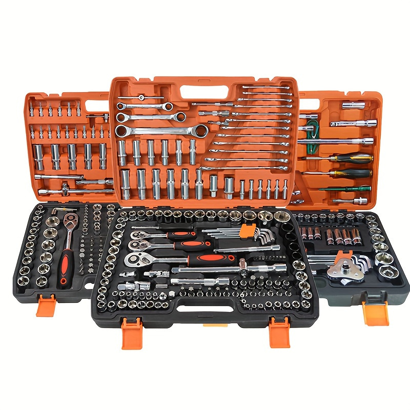 

Heavy-duty Automotive Repair Tool Kit, Includes Ratchet Wrenches, Sockets, Combination Sockets, For Car Maintenance Toolbox Set, Metal, No Power, No Battery