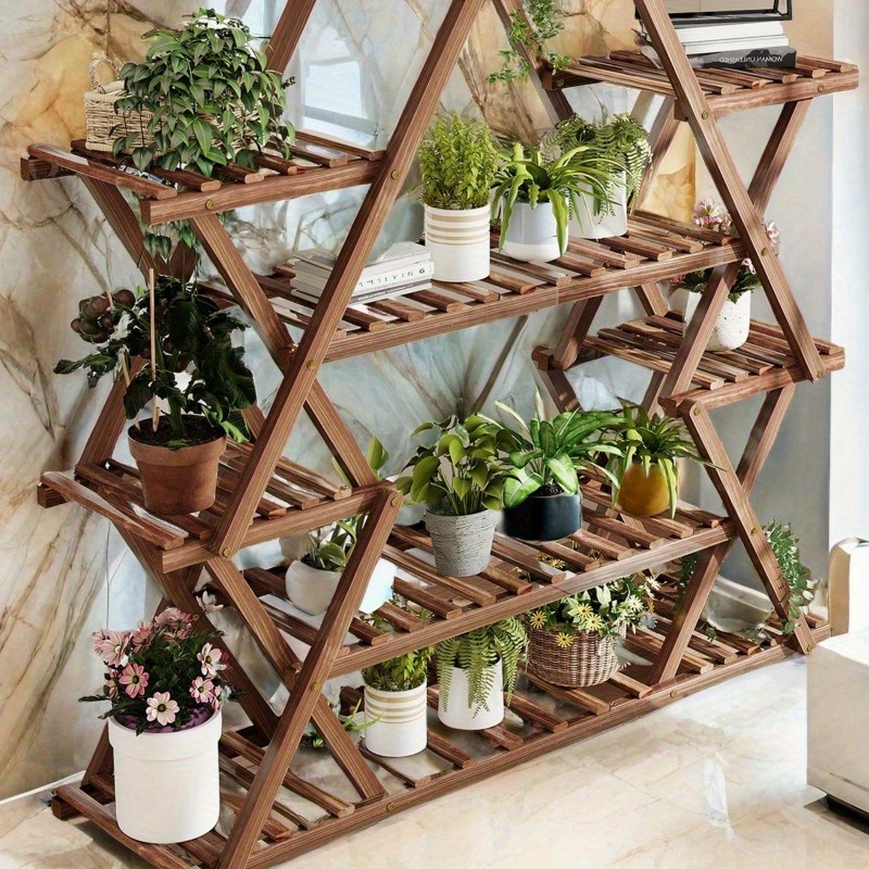 

A Wooden Display , , And Potted , Decoration , Decoration, , , , And Organization