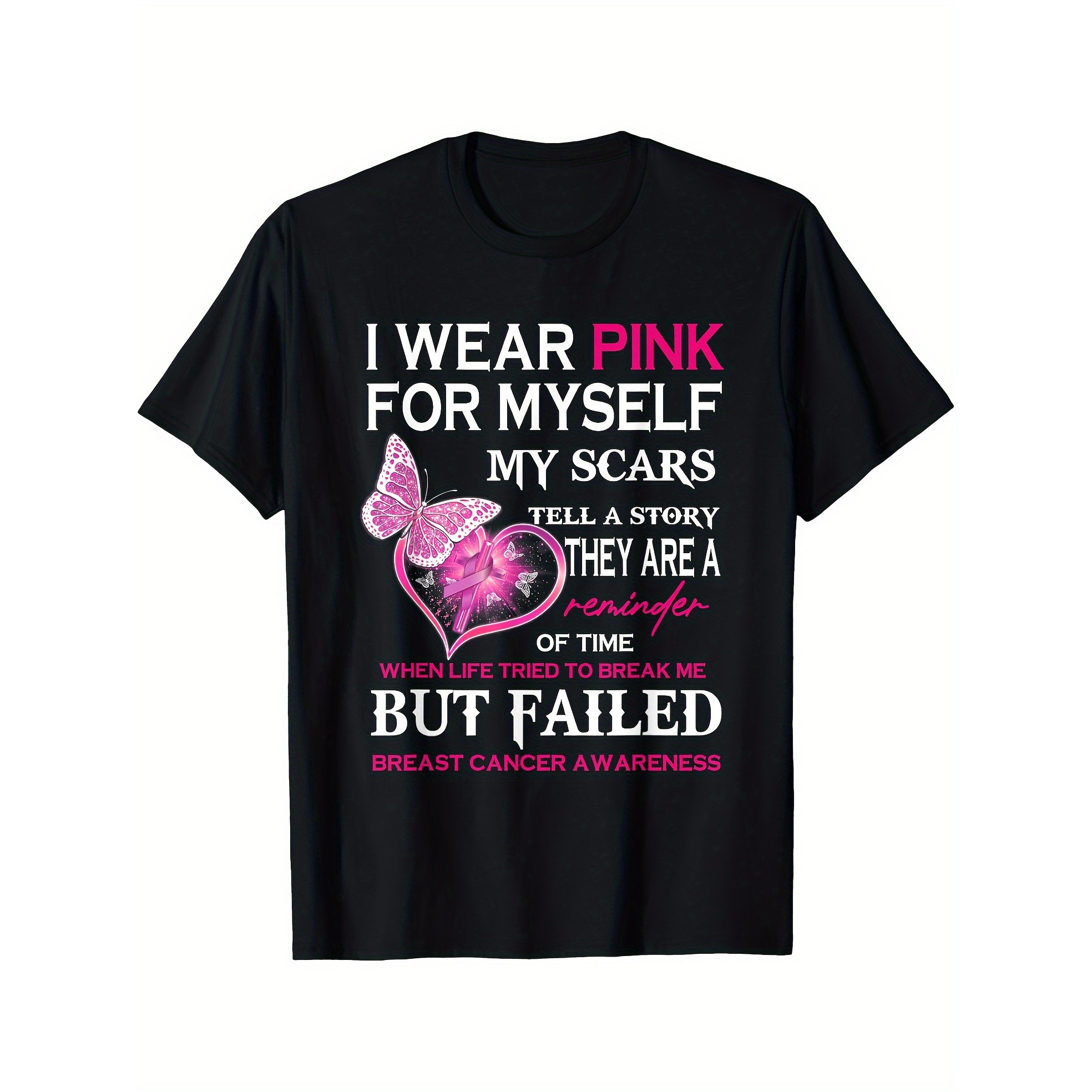 

Myself, My Scars, And Cancer-t-shirt Comfortable Edition-breathable, Soft, Slightly Elastic, Letter Pattern, Casual Short-sleeved Top, Suitable For Summer Daily Wear, 220g For 4 Seasons