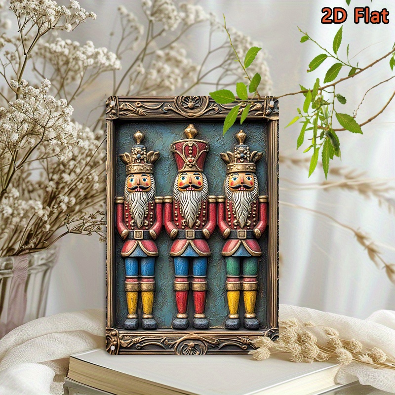 

1pc Vintage Nutcracker Aluminum Sign, 8x12inch (20x30cm), Colorful 3d Metal Wall Art, Easy Installation, High Color Fidelity, For Living Room, Garden, Bathroom, Studio Decor