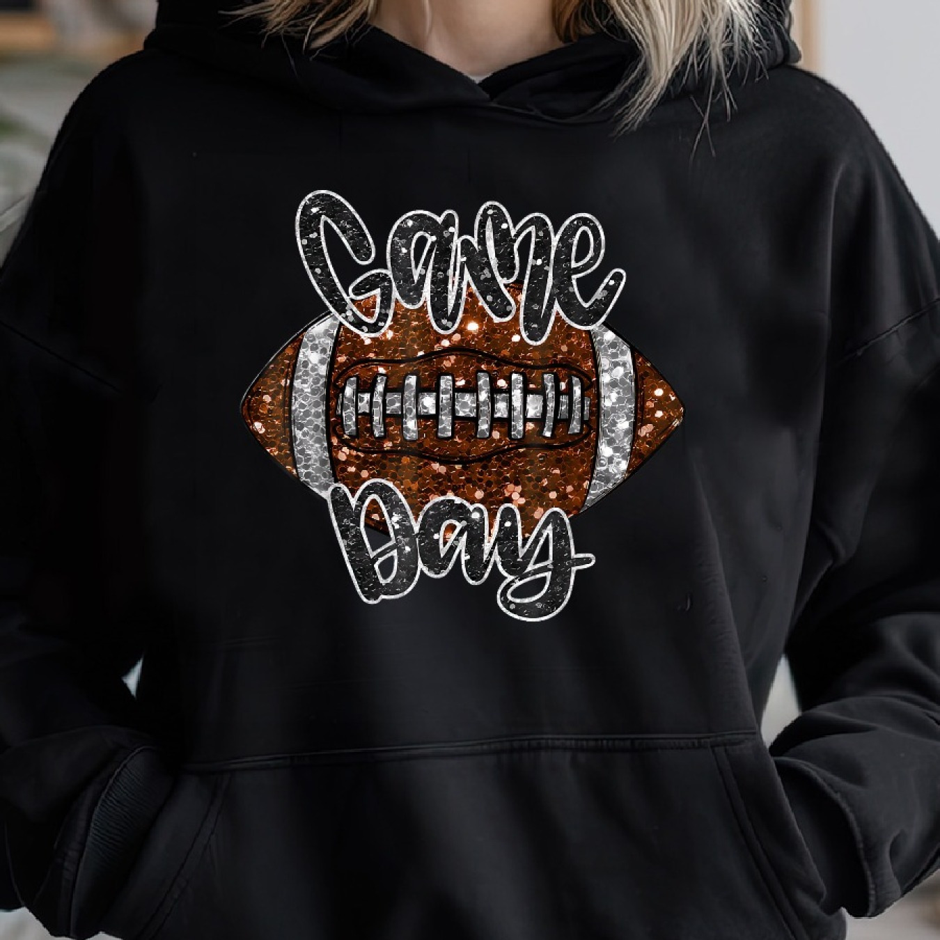 

Football Fall Autumn Cozy Pullover Hoodie, Casual Long Sleeve Hoodie For Sprots