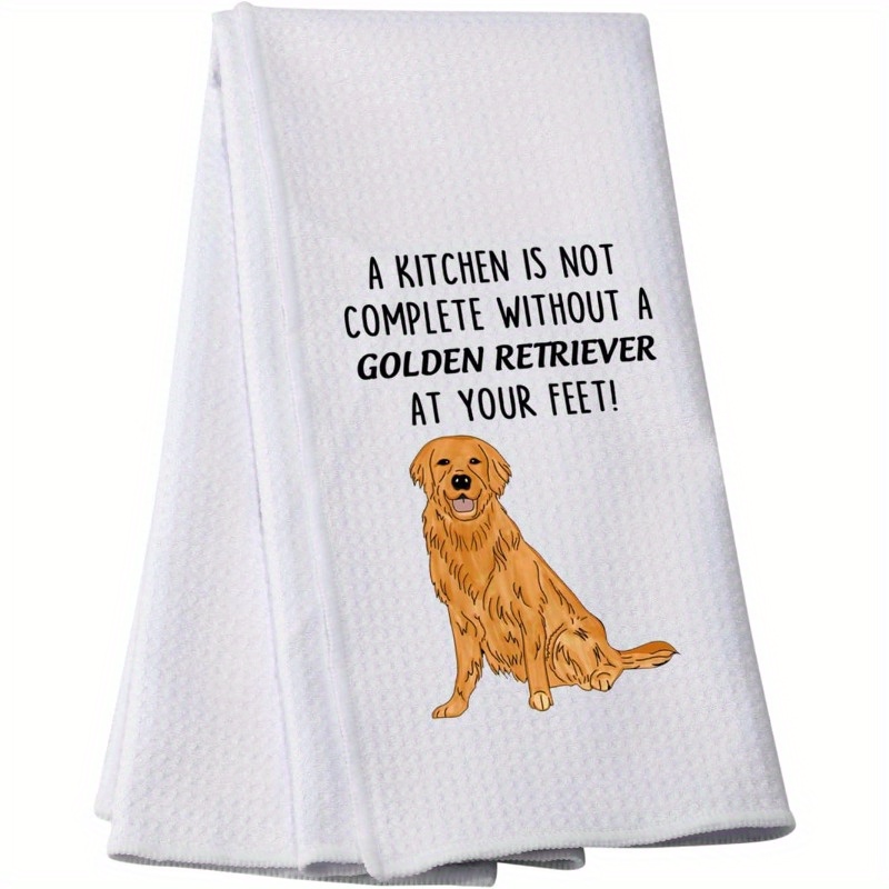 

Golden Retriever Kitchen Towels Set Of 1, 18x26 Inches - Super Soft Woven Polyester, Contemporary Style, Fantasy Dog Design - Machine Washable Dish Cloths For Golden Retriever Lovers And Kitchen Decor