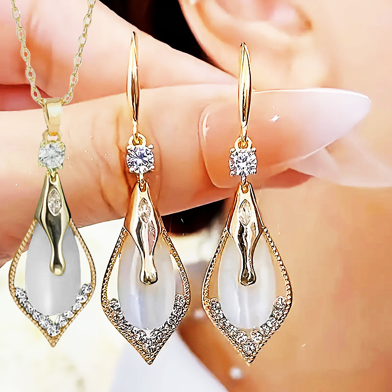 

3pcs Minimalist Fashion Earrings Necklace Water Drop Party Commemorative Gift For Jewelry Christmas Birthday Gift