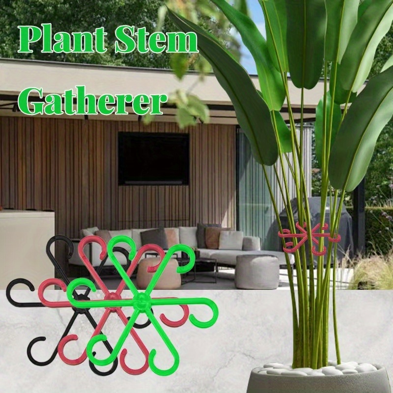 

4pcs Reusable Climbing Plant Support Stakes - Plastic Trellis Hooks For Houseplants, Flowers & - In Red, Black, Green