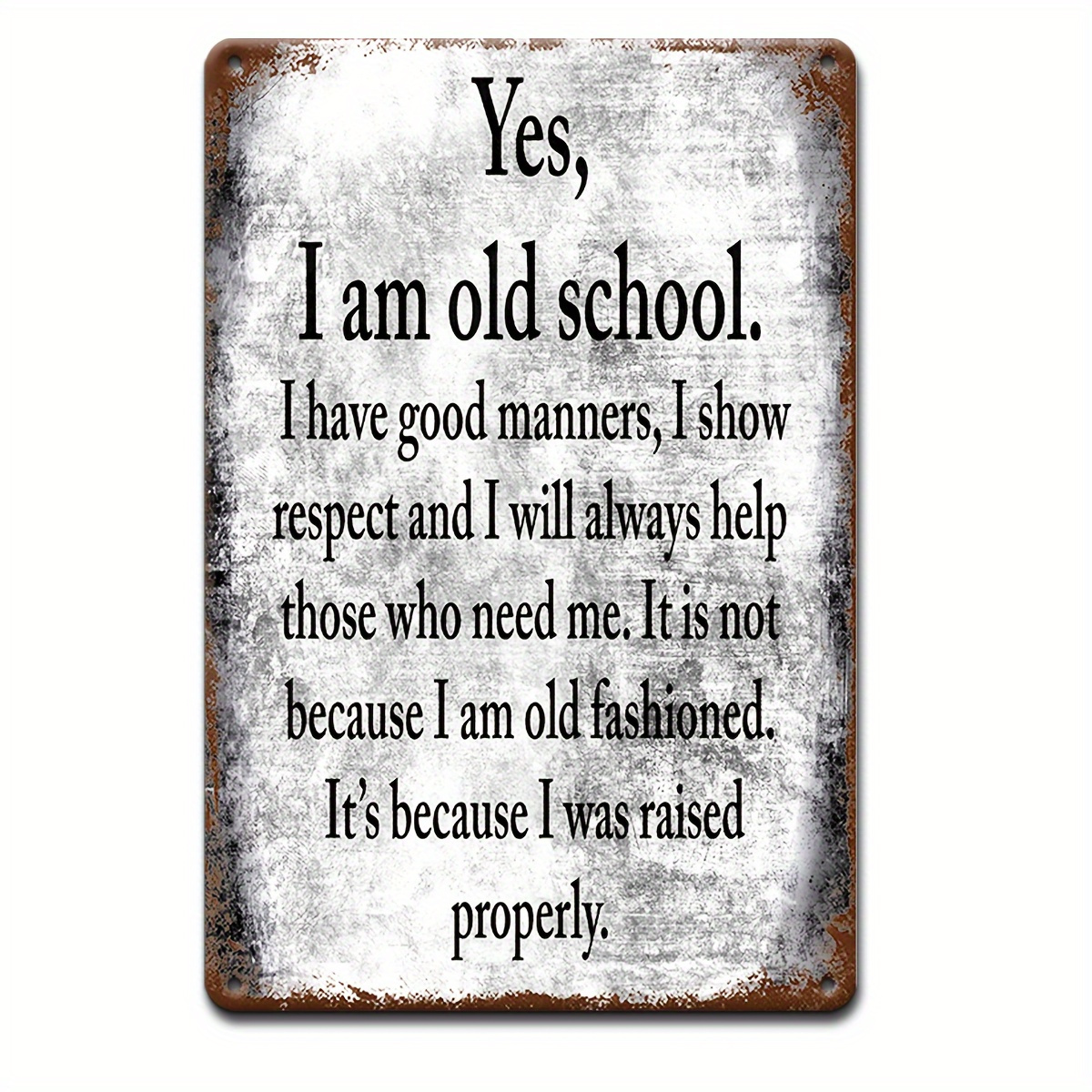 TEMU 2d Flat, 2d Flat Vintage Aluminum Tin Sign Old School Quote Aluminum Wall Art Humorous Decor For Colleges Bars Cafes 1pc Black Poster Gift, 2d