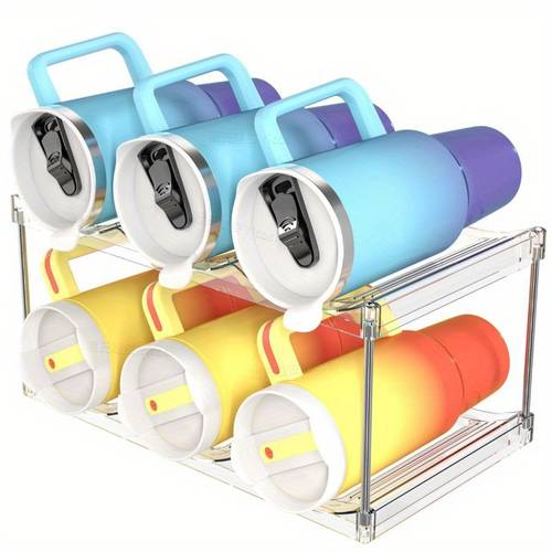 clear plastic bottle organizer suitable for 6 9 12 bottles stackable design made of pet material brand