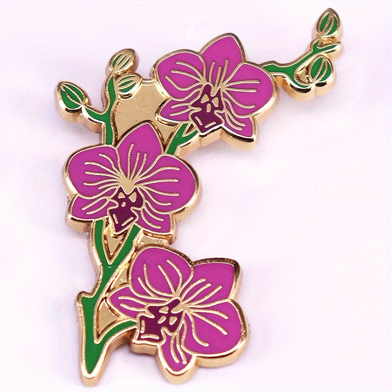 

Épingle en Émail Orchidée Rose Élégante – Broche Fleur en de Style Vintage avec Détails Dorés, pour & Fêtes, Accessoires de Bouquet