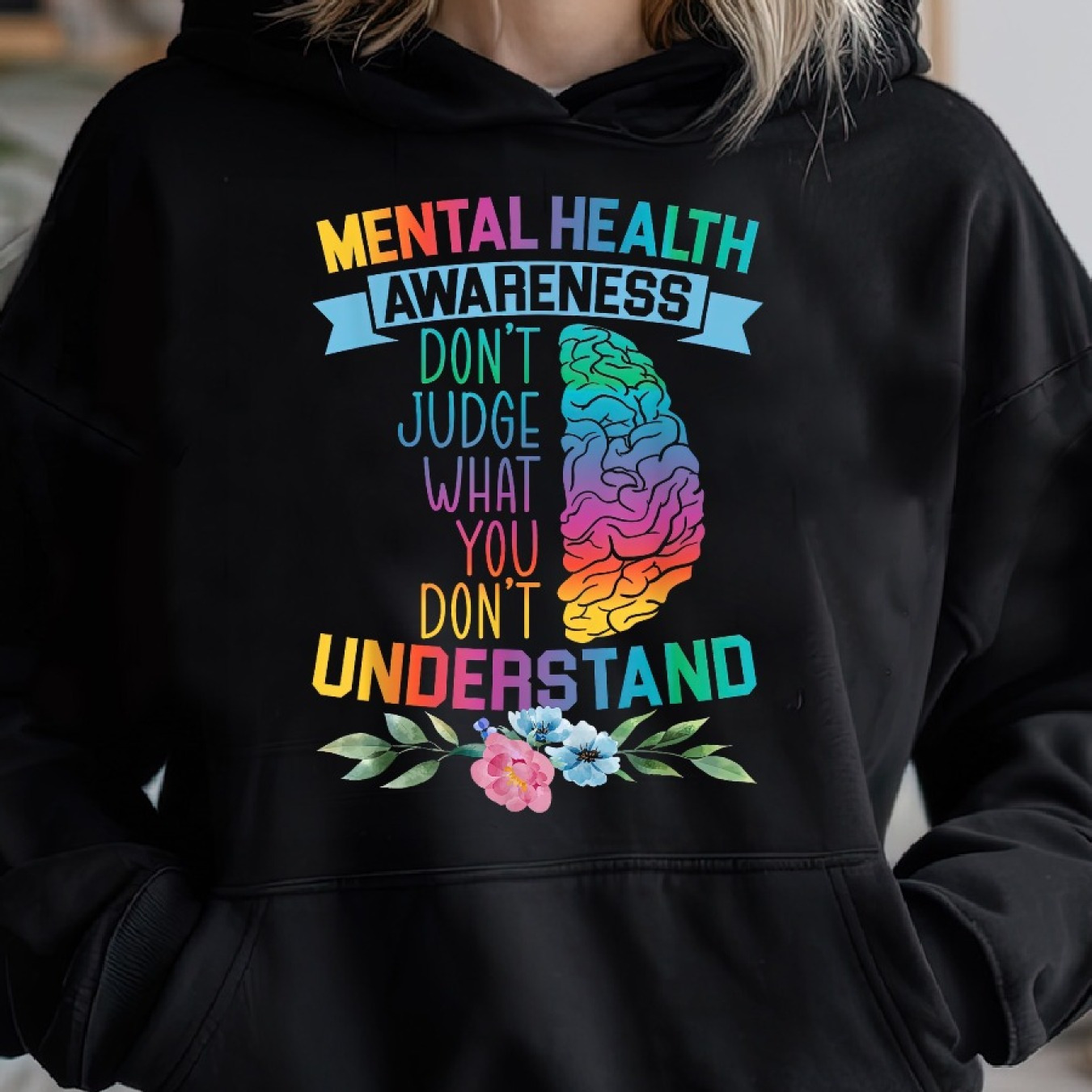 

Do Not What Not Mental Health Cozy Pullover Hoodie, Casual Long Sleeve Hoodie For Sprots