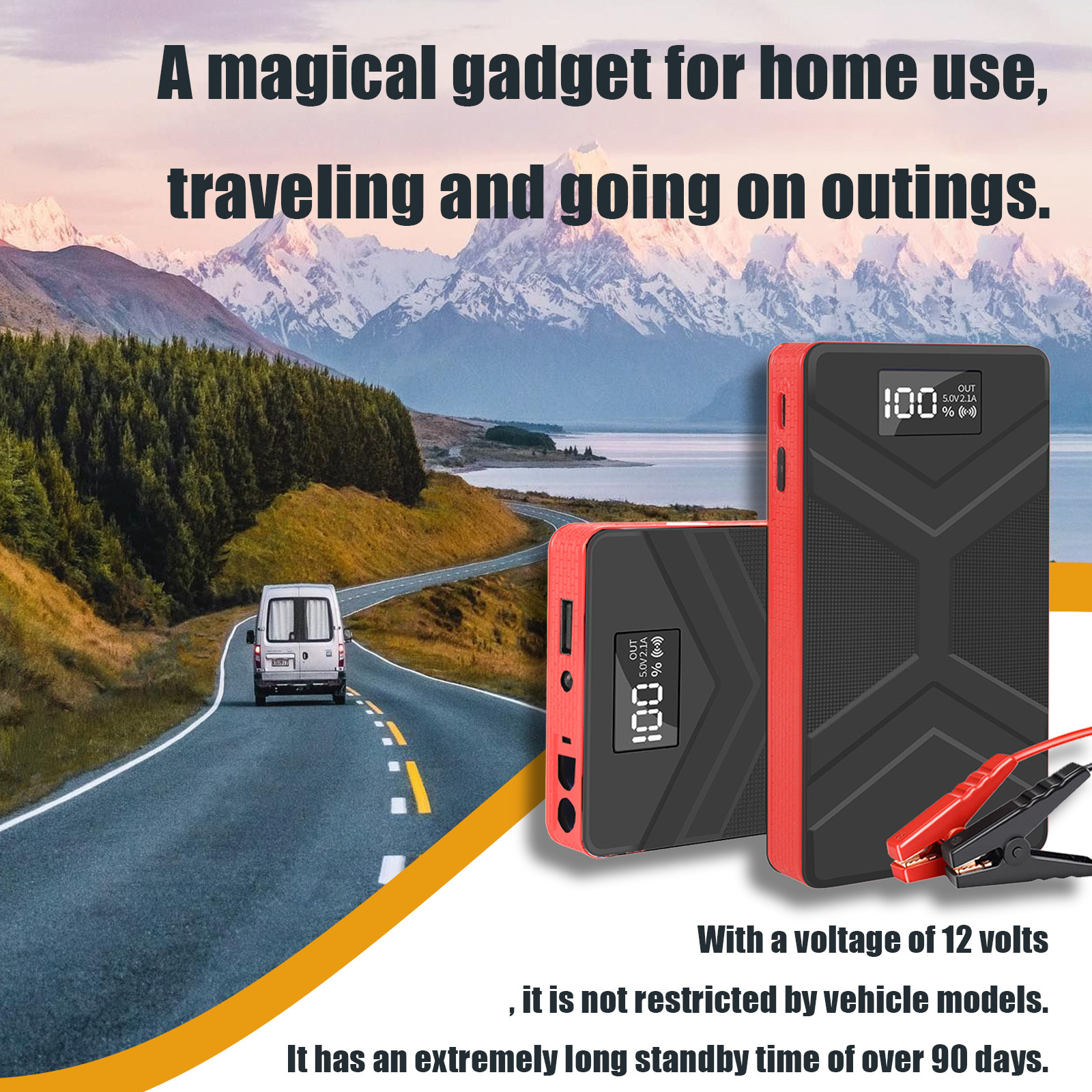 

1pc - - Car , Portable Car Battery Charger, Starting , Led Lights, Usb Charging, - Compatible And Diesel