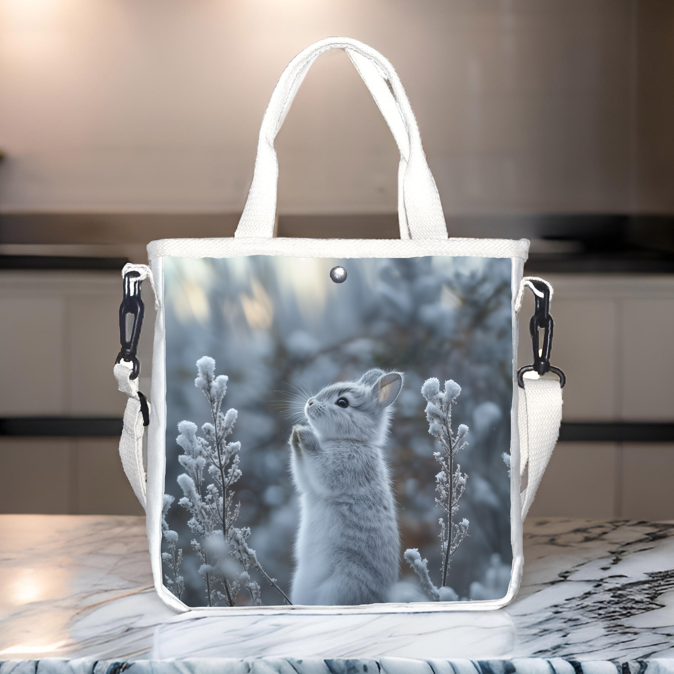 

Charming Bunny Cartoon Canvas Tote Bag - Versatile & Lightweight With Adjustable Strap, Perfect For Daily Commute, Travel & More