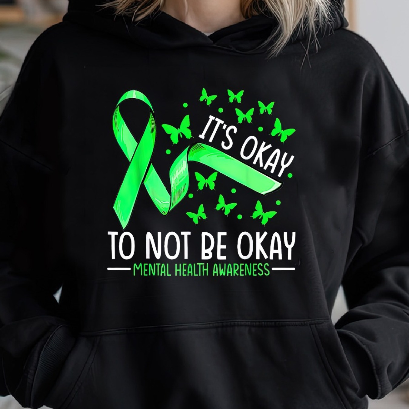 

It_s To Not Be Mental Health Awareness Ribbon Cozy Pullover Hoodie, Casual Long Sleeve Hoodie For Sprots