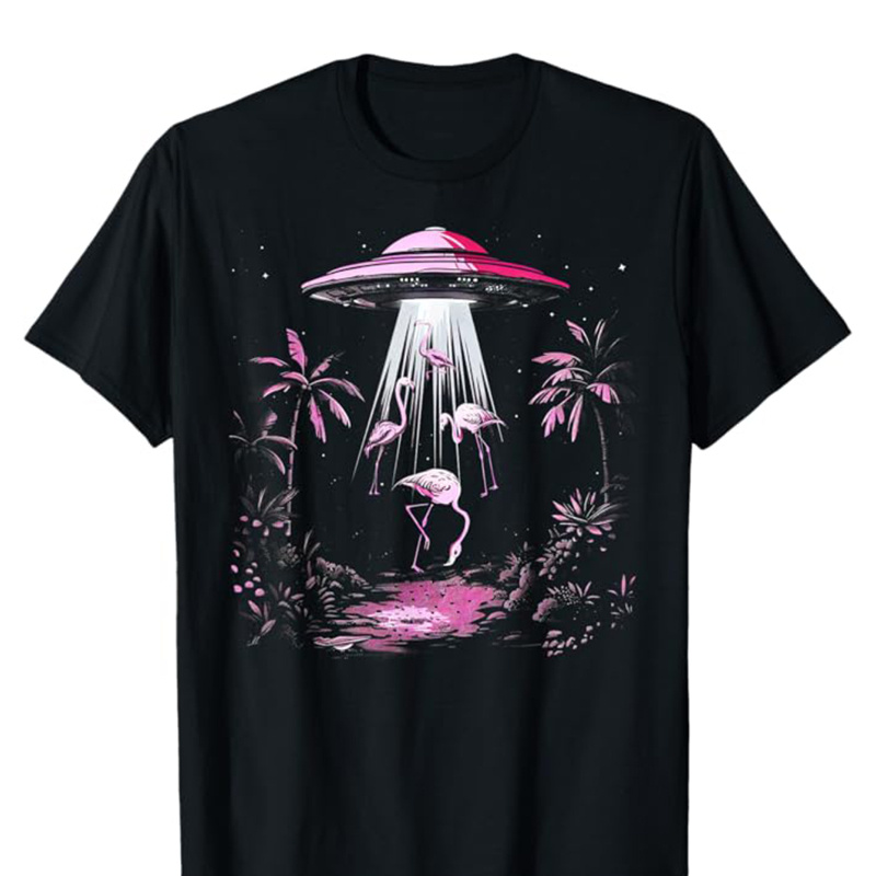 

Flamingos Printed, Men's Cotton T-shirt, Casual Short Sleeve Round Neck Tee, Soft Comfortable Top