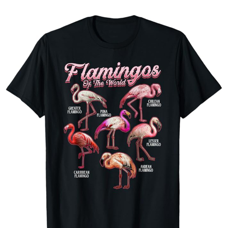 

Flamingos Printed, Men's Cotton T-shirt, Casual Short Sleeve Round Neck Tee, Soft Comfortable Top