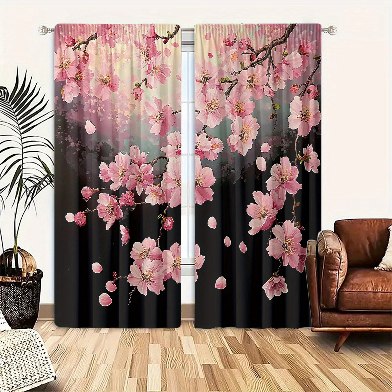 

2pcs, Polyester , Hd Pattern , Curtains, Suitable For , , And Decoration, Rod , Suitable For Wearing