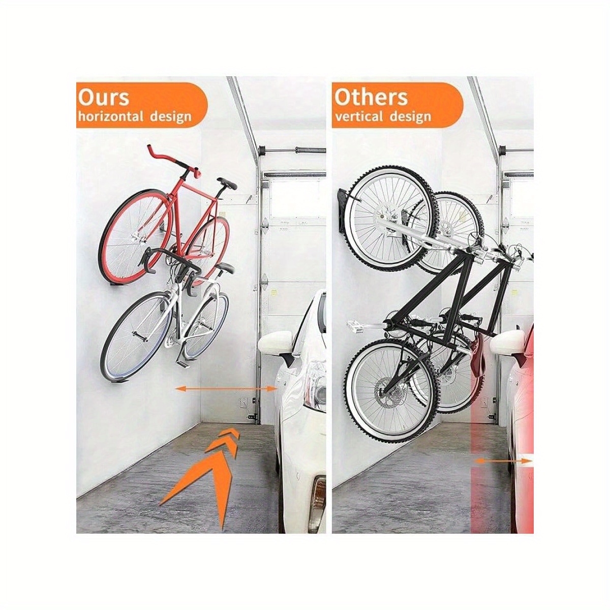 

Iron Horizontal Bike Pedal Hanger Wall Mount, Durable Garage Bicycle Storage Rack, Single Unit Black Cycling Display Stand With 66 Lbs Capacity