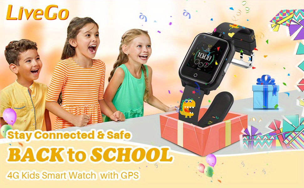 Kids' Smart 4G Watch with Camera, GPS, Two-Way Video Call, and Delightful Dinosaur Band & Lanyard - A Perfect Gift for Boys and Girls