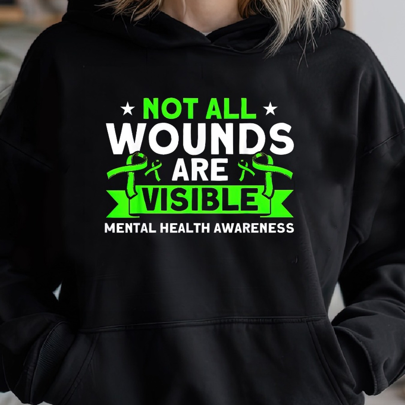 

Mental Health Not All Mental Health Awareness Cozy Pullover Hoodie, Casual Long Sleeve Hoodie For Sprots